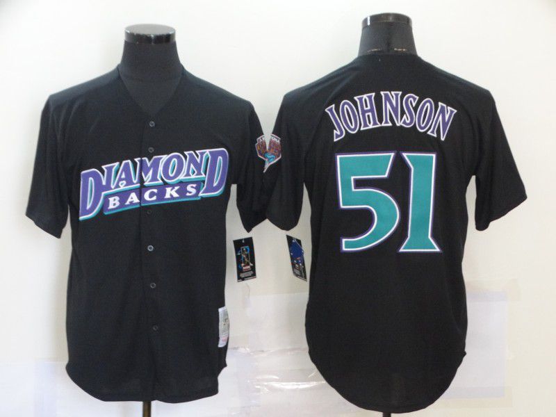 Men Arizona Diamondback 51 Johnson Black Nike Game MLB Jerseys